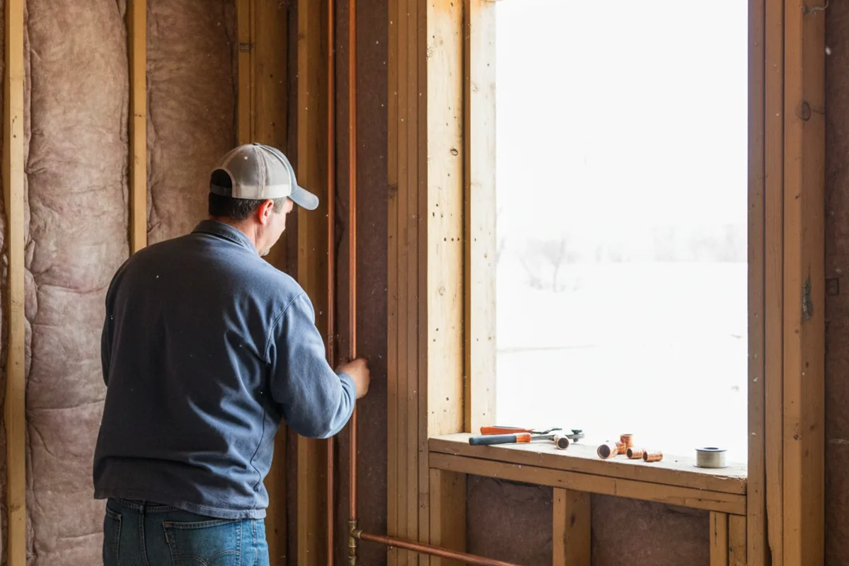 Licensed plumber running new copper supply lines in a Clarksburg home